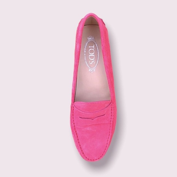 Tod’s Gommino Pink Suede Loafer Slip On Flat Shoes - Picture 14 of 14
